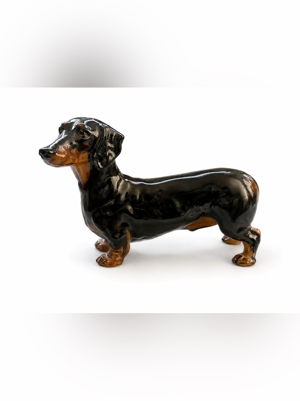 Antique Royal Doulton Dachshund Figurine HN1128 Black Tan Dog Vintage